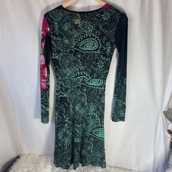 Desigual Multi Media Abstract Floral Print Dress Sz XS - Picture 3 of 10